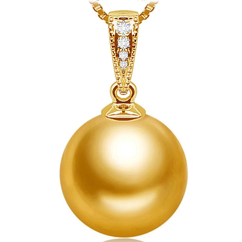Diamond Radiance: 18K Solid Gold & South Sea Pearl Pendant Necklace