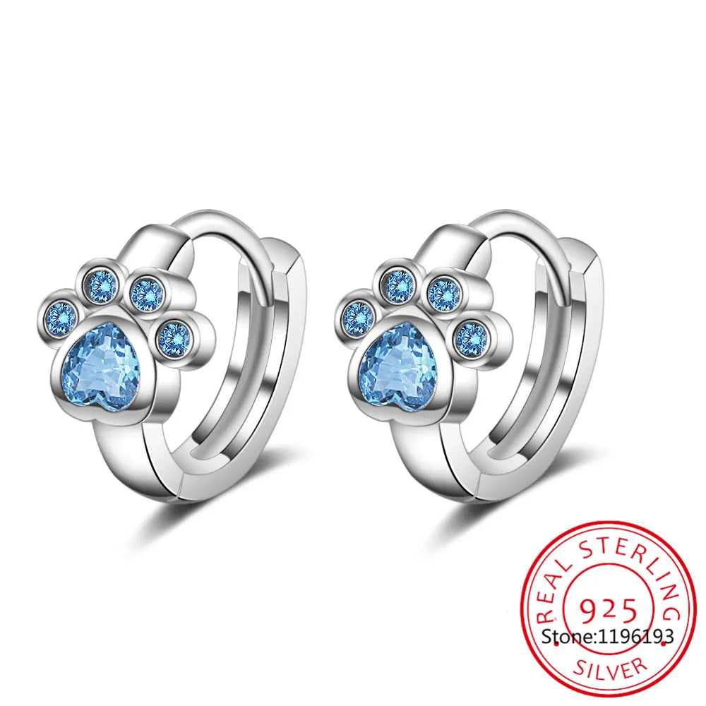 Chic 925 Sterling Silver Zircon Hoop Earrings by SMTCAT - Trendy Animal-Inspired Fine Jewelry