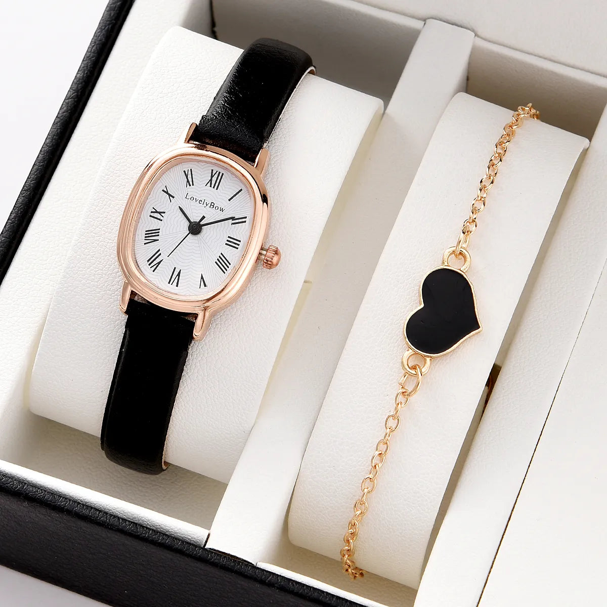 Elegance Duo: Chic Women's Quartz Watch and Bracelet Set - Luxurious Leather Style
