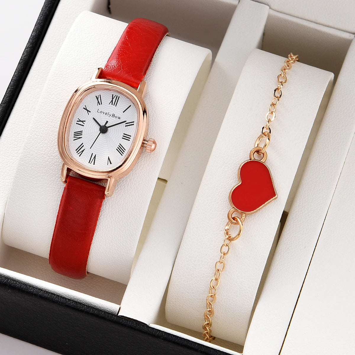 Elegance Duo: Chic Women's Quartz Watch and Bracelet Set - Luxurious Leather Style