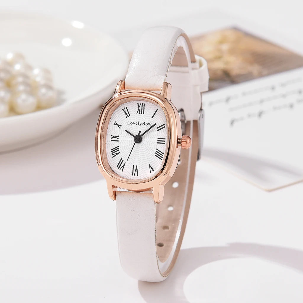 Elegance Duo: Chic Women's Quartz Watch and Bracelet Set - Luxurious Leather Style