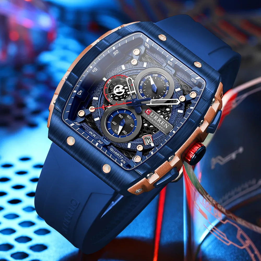 Luxury Square Waterproof Chronograph with Luminous Dial