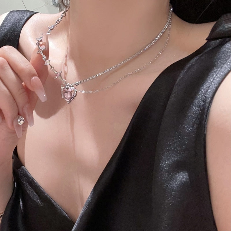 Cherished Charm Pink Crystal Heart Pendant