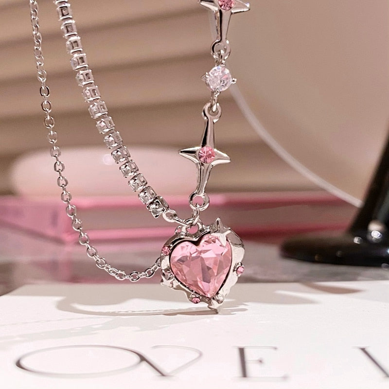 Cherished Charm Pink Crystal Heart Pendant