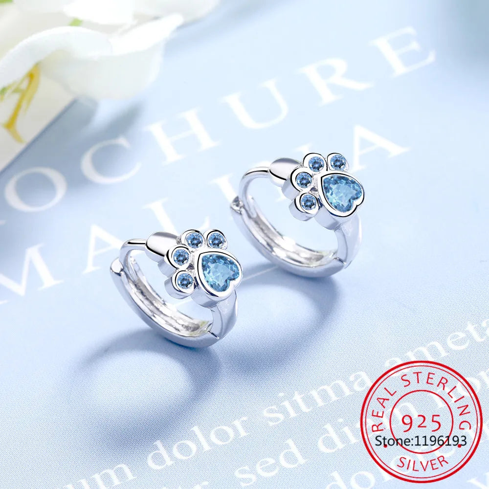 Chic 925 Sterling Silver Zircon Hoop Earrings by SMTCAT - Trendy Animal-Inspired Fine Jewelry