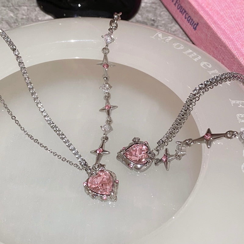 Cherished Charm Pink Crystal Heart Pendant
